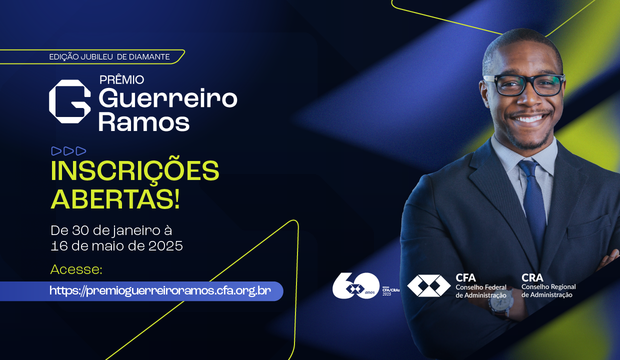 Read more about the article Prêmio CFA Guerreiro Ramos 2025 – Prazo para as inscrições termina no próximo dia 16 de junho