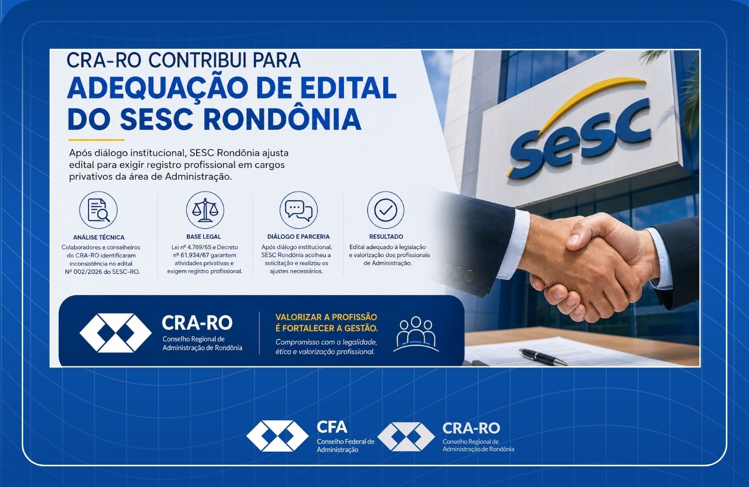 You are currently viewing CRA-RO contribui para adequação de edital do SESC Rondônia